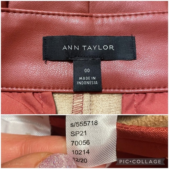 NWOT Ann Taylor The Faux Leather Paperbag Ankle Pants in Morrocan Spice Size 00 - Picture 12 of 15